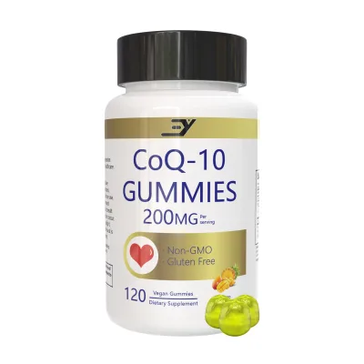 Hot Sale Customized Flavored CoQ10 Gummies Non-GMO Gluten-Free Supplement with GMP Certification