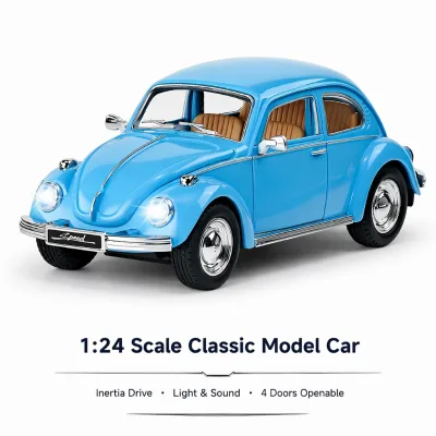 1:24 Scale Classic Model Car Toy Friction Powered Inertia Car with Light and Sound 4 Doors Openable Kids Birthday Gift