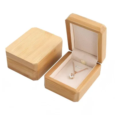 Luxury Bamboo Wood Jewelry Box Custom Logo Color & Size Storage for Bracelet Ring Earring Necklace Gift Packaging