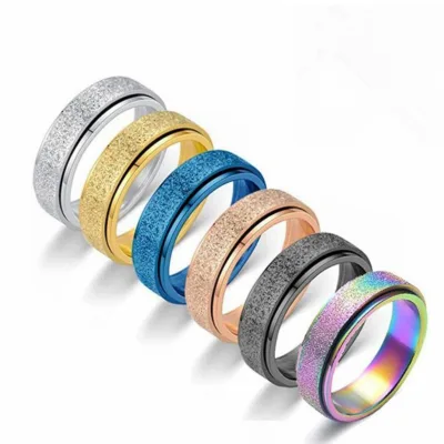 Titanium Steel Frosted Ring Rotated Decompressed Fashion Stainless Steel Couple Ring