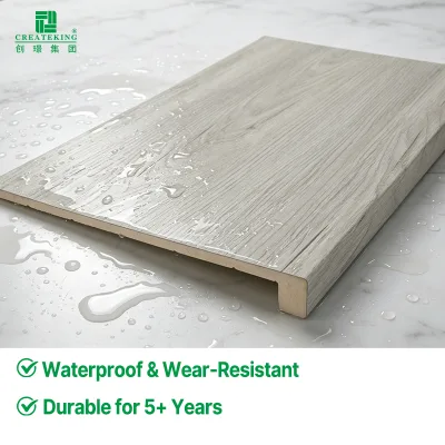 Waterproof WPC Stair Step Flush Mount Wood Grain Staircase Tread Anti-slip Wear-resistant Stair Parts