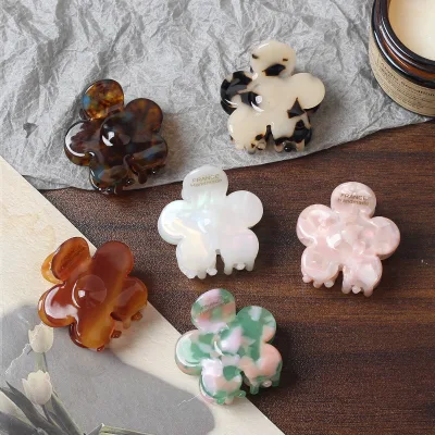 Exquisite Small Hair Claw with Acetic Acid Flower Design Simple Bangs Hair Accessories