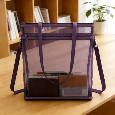Compact Other Transparent Unisex Handbag with Shoulder Strap Large Capacity Double-layered Compartmentalization Made in China
