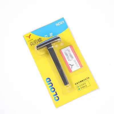 CLOUDFactory Wholesale Disposable Safety Razor Alloy Handle Black Shaving Holder High Quality Copper Single Edge Blade Men Wet
