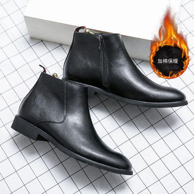 2233-1 Simple Style Winter Shoes for Men Plush chelsea Boots Ankle Boots