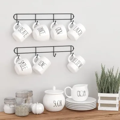 Metal Rack Cupboard Hanging Coffee Tea Cups Holder Shelf Kitchen Storage Racks Organizer Holder