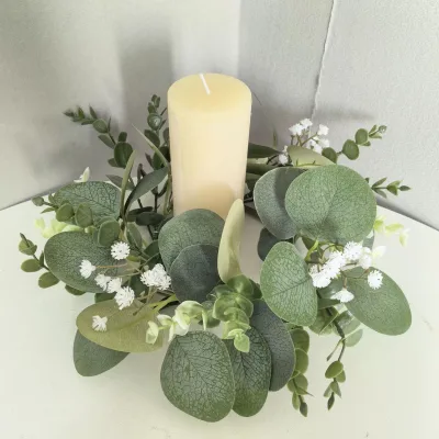 Hot Selling Christmas Durable Eco-Friendly 25cm Artificial Wreath Candle Ring Table Party Cabinet Door Wall Hanging Decoration