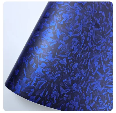 Matte Blue PET Forged Carbon Fiber Vinyl Wrap Roll for Car CE RoHS Certified UV Resistant Waterproof Heat Resistant Wrap Film