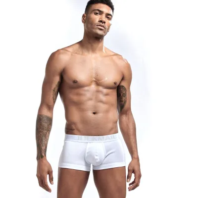Customizable Jacquard Elastic Band High Quality Cotton Men's Underwear Solid Color Low Waist Boxer Briefs Youth Underpants
