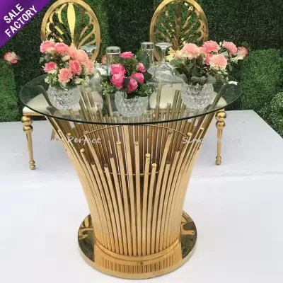 Sinoperfect Hot Sale Luxury Stainless Steel Golden Wedding Cake Dessert Table for Wedding Decoration