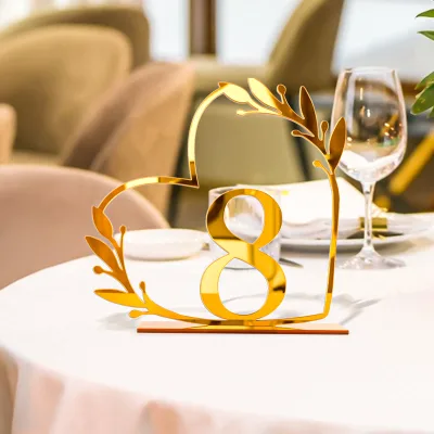 Cross-border Acrylic Home Decor Self-adhesive Wedding Table Number Signs Table Markers Seating Cards DIY Mirrored Tabletop