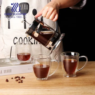 Hot Sell GARBO Handmade Russian Double Wall Glass Coffee Tea Cups Heat Resistant European Classic Customizable Color Logo