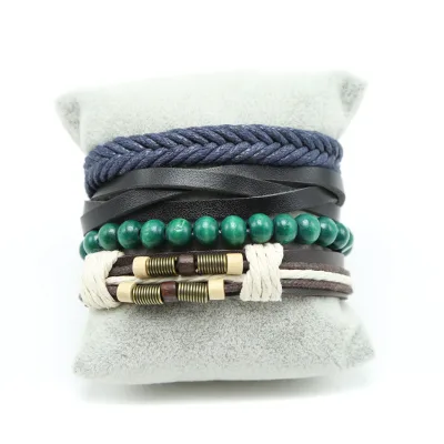 Bestone Vintage Men's Bracelet Adjustable Leather Braided Wrap Rope Bracelet Bangle Ready to Ship for Men