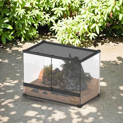 Reptile Pet Glass Tank Terrarium Durable Rainforest Enclosure Habitat Glass Container for Geckos and Turtles
