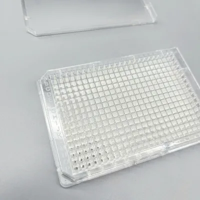 384 Well PS Tissue Culture Clear Plates with Flat Bottom and Lid PP Material Treated Plate