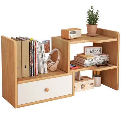 Modern Minimalist Wooden Bookshelf With Simple Multi-layer Telescopic Design Bookshelves Rotating Bookshelf