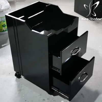 Cheap Beauty Equipment Black Solid Wood Salon Trolley Car Portable Beauty Salon Drawer Trolley