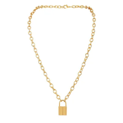 Hot Selling Lock Chain Necklace 925 Sterling Silver Gold Love Lock Pendant Necklace