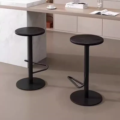 "Modern Japanese Style Wrought Iron Bar Stool for Coffee Shops & Reception Areas"
