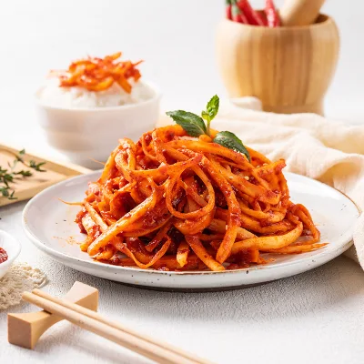 Traditional Korean Organic NIRA Platycodon Kimchi Pickled with Salt Spicy & Savory Flavors