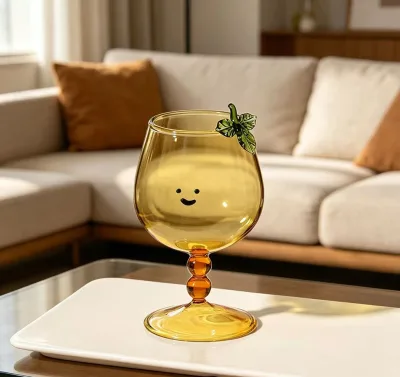 Hot Sale Cute Custom Colored Glass Cup Multi-use Glass Wine Juice Cup for Birthday Party Table Decor Festival Gift Glassware