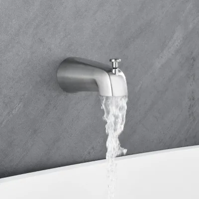 Wholesale Wall Mount Brushed Nickel Bathtub Spout with Pull-Up Diverter Knob for Bathroom Shower System
