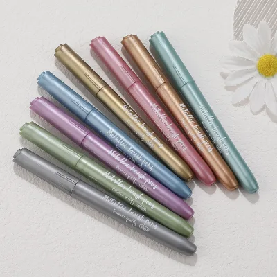Professional Metallic Marker Pens Long Lasting Waterproof Highlighter Pens for Scrapbook Album Crafts Drawing