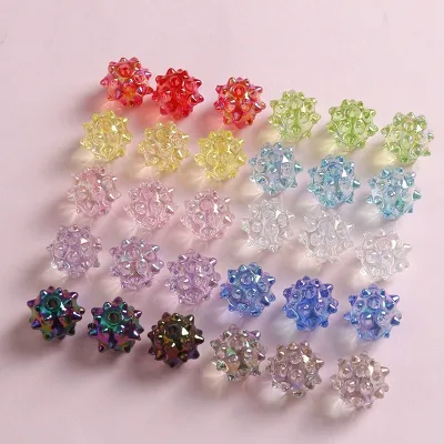 Colorful Glossy Sea Urchin Beads 17*14mm Shiny Spiky Ball Loose Beads for Making Jewelry