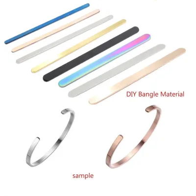 Guantang 2022 Factory Price DIY Alphanumeric Unisex Simple Stainless Steel Opening Cuff Bangle Bracelet for Lovers Plain Rod Bracelet