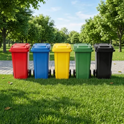 ENZHAO 120L 240L 360L Recycle Outdoor Wheeled Pedal Park Street Waste Bin Garbage Black Wholesale Plastic Garbage Container