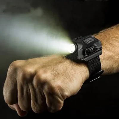 120LM Powerful Camping Hiking Wrist Watch Light Waterproof With Metal Buckle XPE USB Rechargeable LED Torch Flashlight