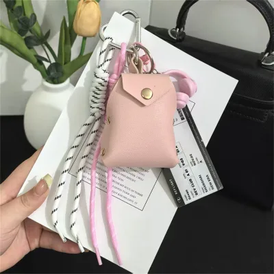 HECION Leather Envelope Coin Purse Keychain Portable Mini Wallet Key Holder Small Storage Bag Handbag Charm Gift for Women Girls