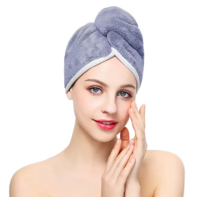 Microfiber Hair Drying Towel with Button