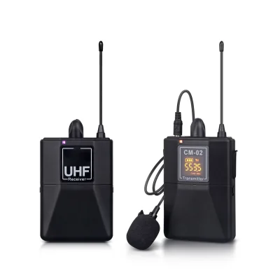 Portable LED Audio UHF Wireless Lavalier Microphone Cardioid Single Channel 30 Selectable 50m Range for DSLR Camera
