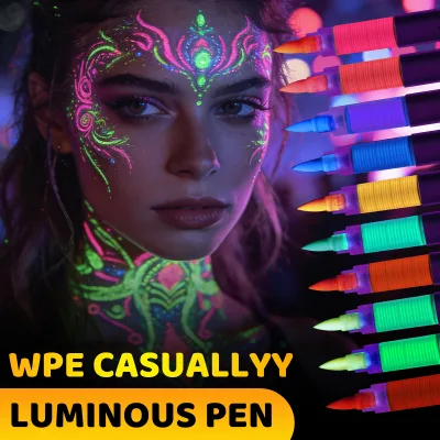 Neon UV Plastic Face Body Paint Pens Glow Black Light Washable Non Toxic Skin Tattoo Markers Kit Halloween Carnival Music Art