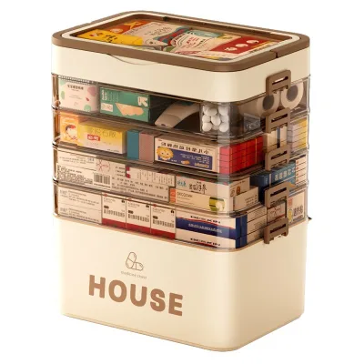 FOCUSG Custom Logo Promotional Gift Pill Box PP Plastic Portable Large Capacity Multi-layer Flip-top Storage Box Home Travel