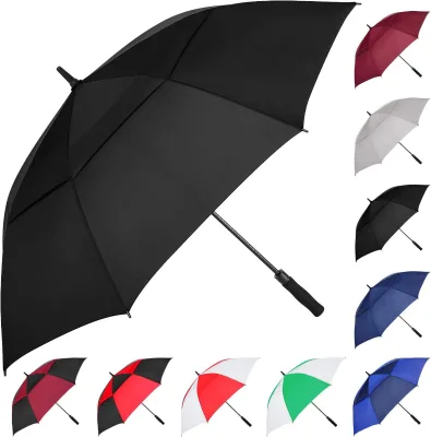 Wholesale Modern Travel Large Golf Umbrella Custom Man Rainproof Windproof 2-3 Persons Straight Umbrella Semi Automatic Black