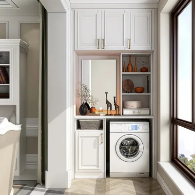 2025 Factory Wash Closet Balcony Counter Basin with Washboard Space Aluminum Laundry Pool One Cabinet