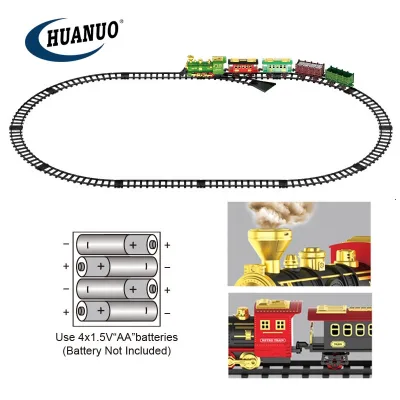 Simulated Retro Train Model Electric Steam Train Toy with Track Set
