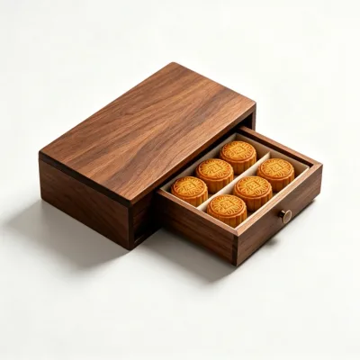 Wooden Pull-cover Moon Cake Gift Box, High-grade Solid Wood Moon Cake Storage Box, Suitable for Holiday Packaging