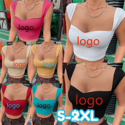 Women's New Best-selling Solid Color Sexy Large Square Collar Suspender Tank Tops Women's Tank Tops