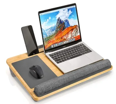 Bamboo Laptop Stand Tray Soft Pillow Cushion Lap Desk for Studying & Working Bookends for Bed Sofa & Desk Table