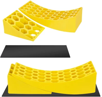 RV Camper Leveling Kit with Curved Levelers and Wheel Chocks 2 Pack