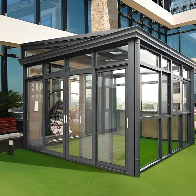 Easy Install Prefab Glass House Kit Aluminum Frame Tempered Glass Doors and Windows Double Glazing Energy Saving Modular Sunroom
