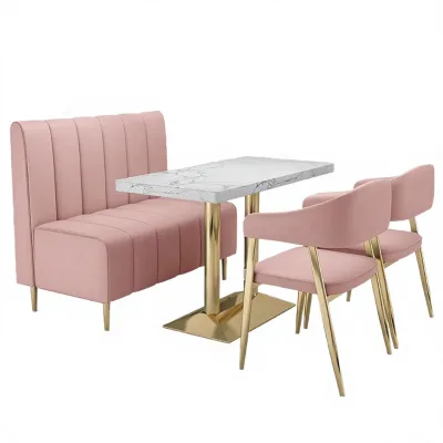 Elegant Modern Luxury Living Room Booths PU Leather Velvet Fabric Customizable Commercial Dining Furniture Restaurant