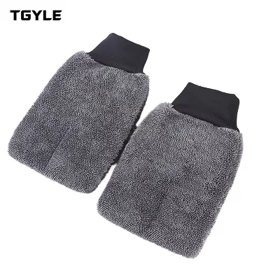 HONYSON Premium Microfiber Twist Loop Design Multi-Purpose Car Wash Mitt Car Washing Gloves 18x28cm with Pressing Line