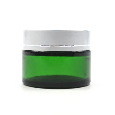 Green Cosmetic Glass Jar for Skin Care and Face Cream