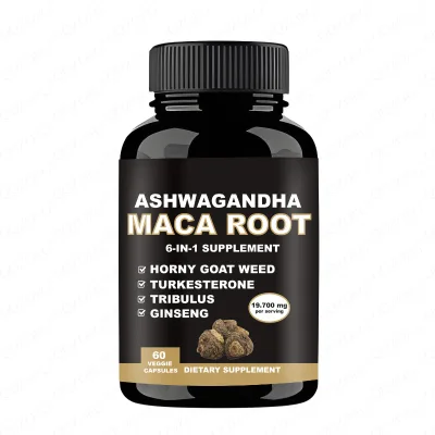 Wholesale OEM Hot Selling Ashwagandha Maca Root 6-in-1 Veggie Capsules 60 Count with Maca Root Powder Dietary Supplement