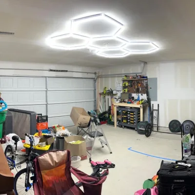 Aoying 5-Grid Stage Hexagonal Smart Led Panels Rgb Hexagon Ceiling Light Hex Garage Lights Hexagonal Led Light Without Frame