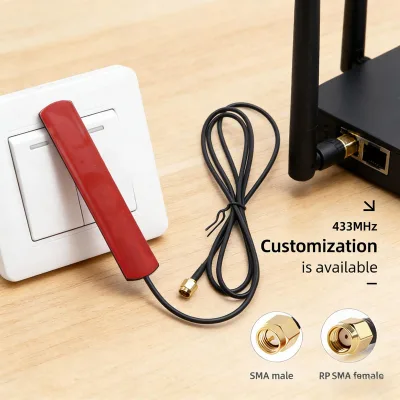 High-Gain 5dBi 433MHz 868MHz Dual Band WiFi and LTE 4G Cellular Adhesive Mount Patch Antenna With SMA Male Connector RG174 Cable